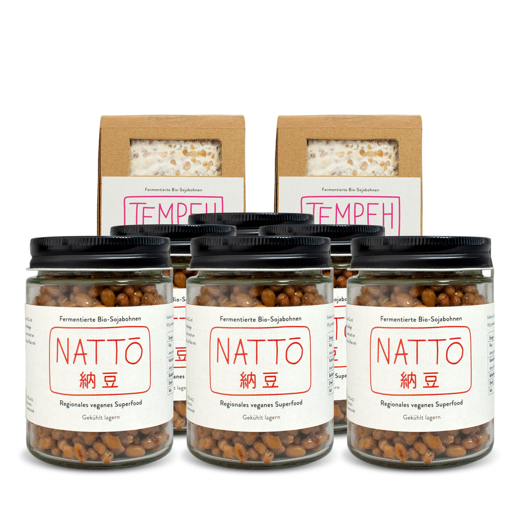 Farmento Startpaket mittel: 6x Nattō 220g, 2x Tempeh